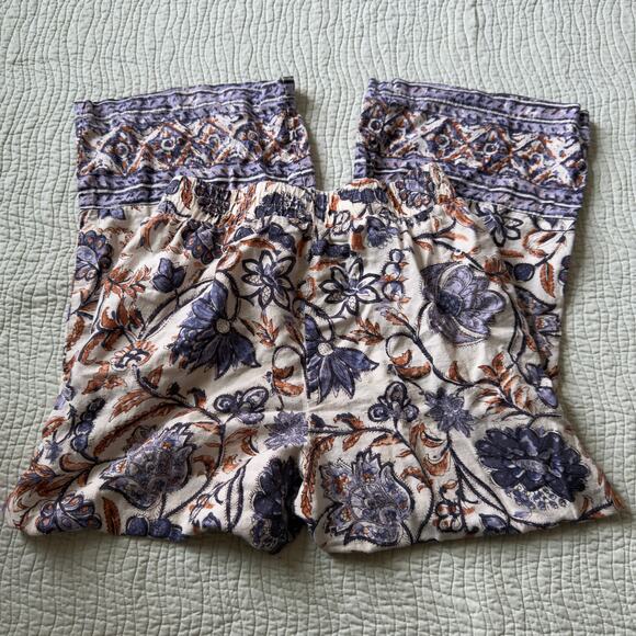 Nicole Miller Linen Rayon Blend Pants Floral Printed Purple Paisley Wide Leg S - Picture 4 of 5